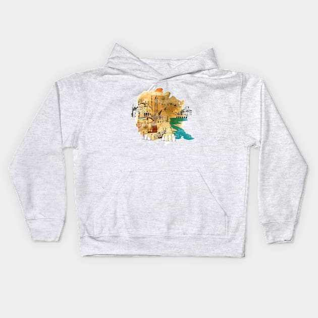 Egypt Collage Concept Kids Hoodie by Mako Design 